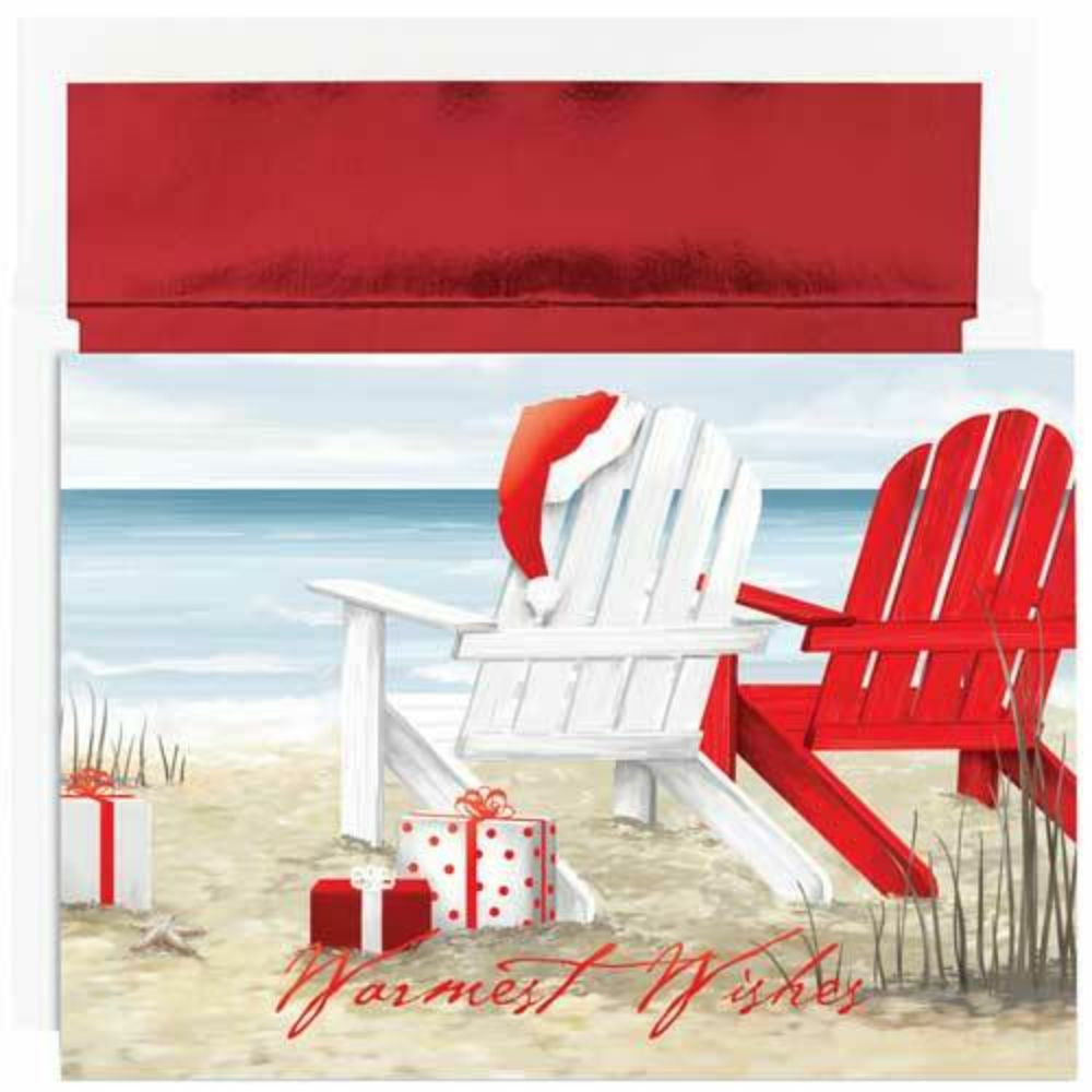 Image of JAM Paper Christmas Cards Set - Beach Chairs - 18 Pack