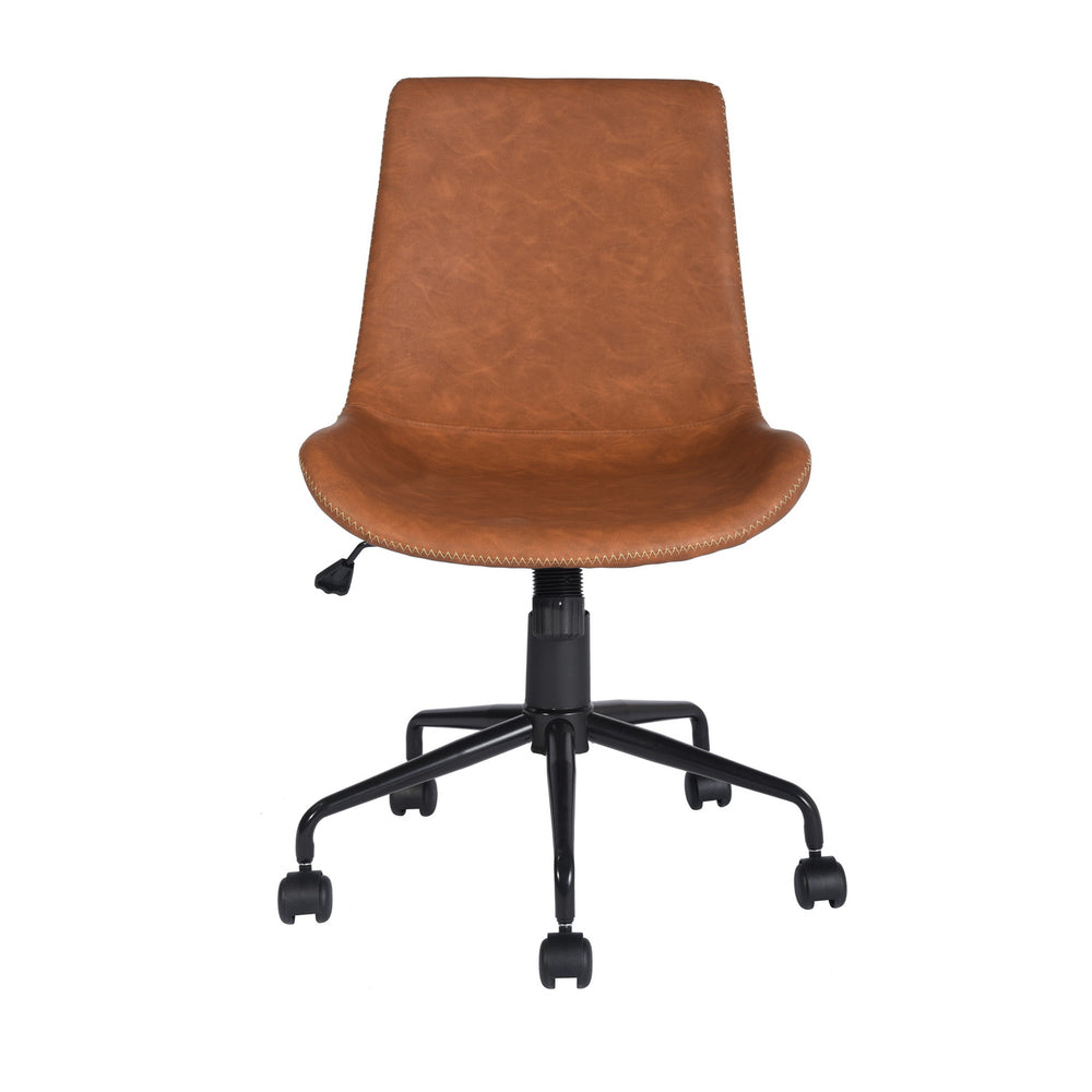 Image of FurnitureR Adams Faux Leather Office Chair - Brown