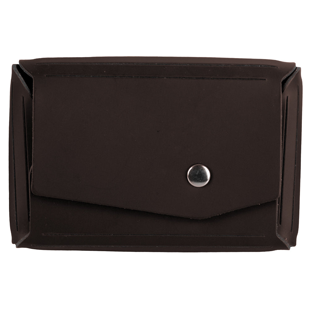 Image of JAM Paper Italian Leather Business Card Holder Case with Angular Flap - Dark Brown
