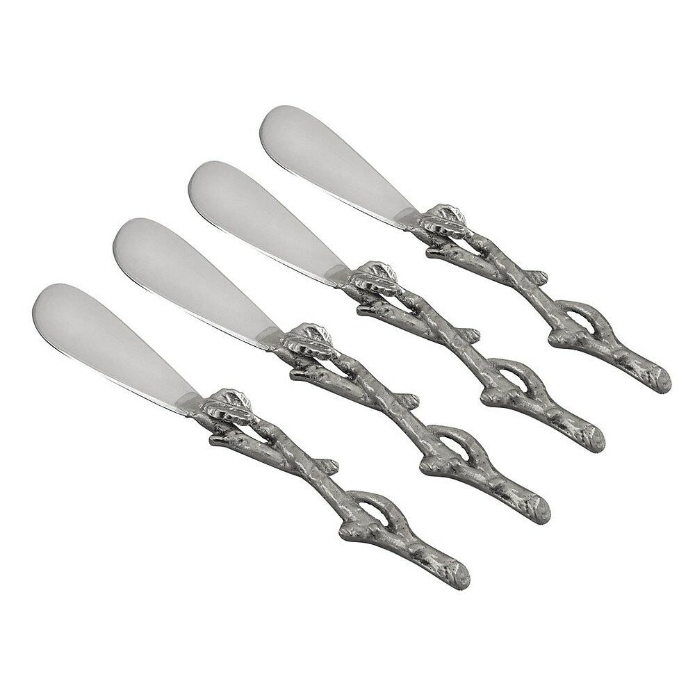 Image of Elegance Sparkle Silver Leaf 4-Piece Pate Knives Set