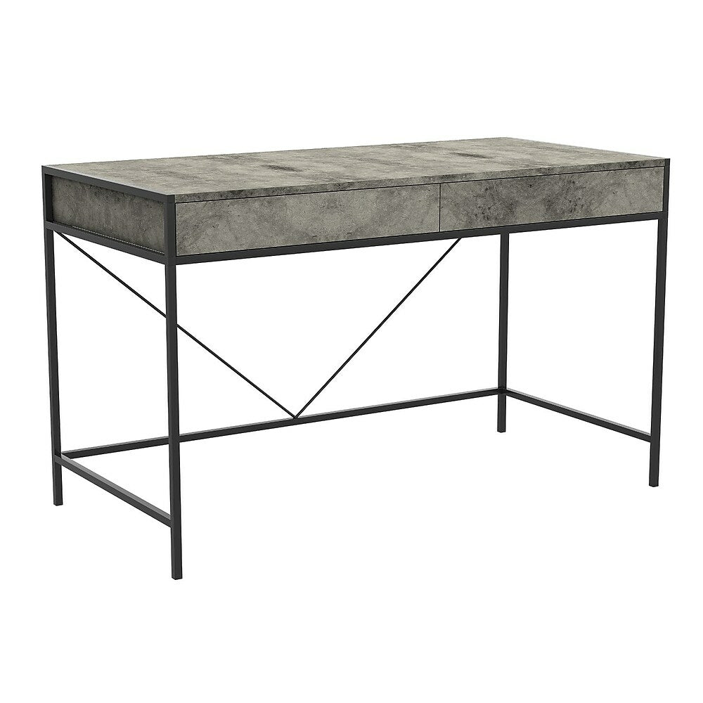 Image of Safdie & Co Computer Desk with 2 Drawers - Grey/Black