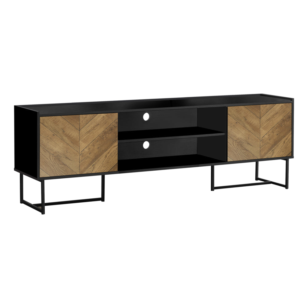 Image of Monarch Specialties 72" TV Stand/Storage Cabinet - Brown & Black Laminate