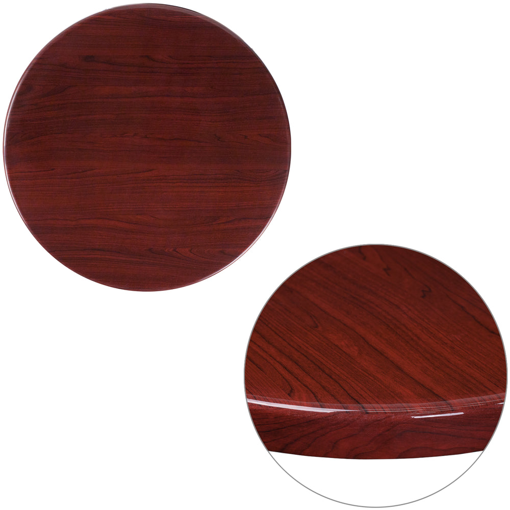 Image of Flash Furniture 24" Round High-Gloss Mahogany Resin Table Top with 2" Thick Drop-Lip