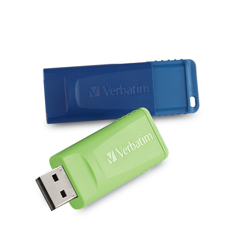 Image of Verbatim Store 'n' Go 16 GB USB Flash Drives - Green & Blue - 2 Pack