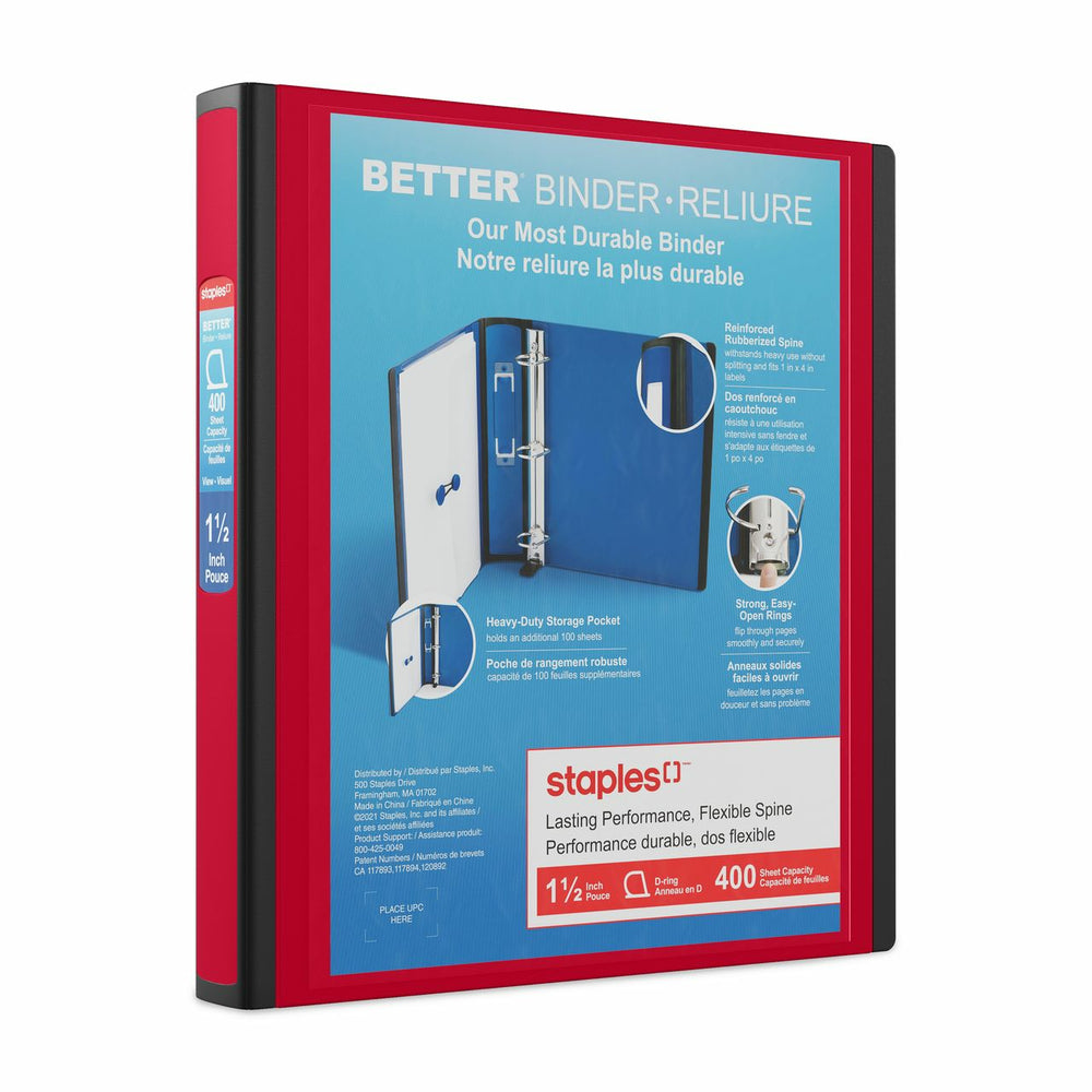 Image of Staples Better Binder - 1-1/2" - Red