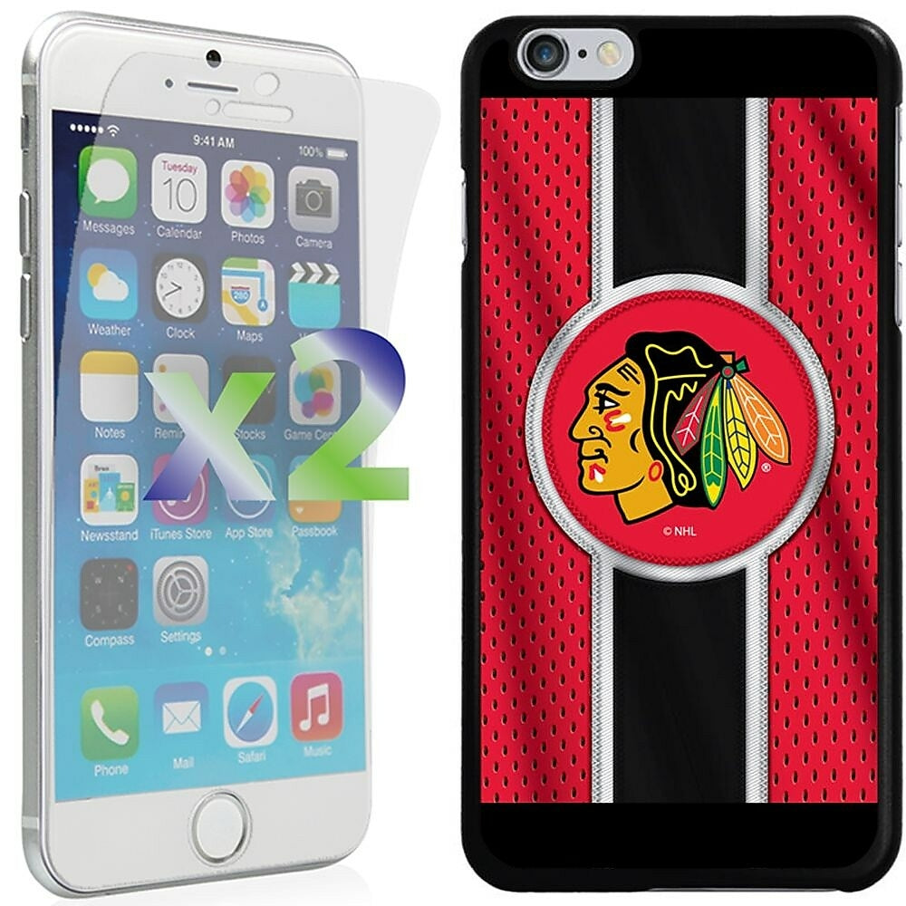 Image of Exian NHL Case and Screen Protector (2 Pack) for iPhone 6 Plus - Chicago Blackhawks