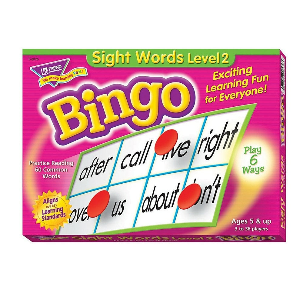 Image of Trend Enterprises Sight Words Level 2 Bingo Game, Grades Kindergarten-4th (T-6076)