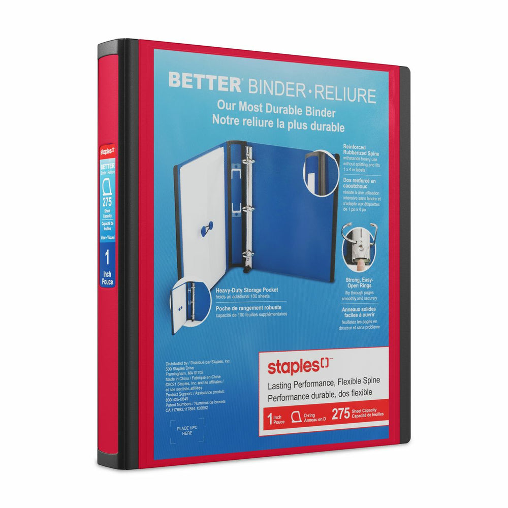 Image of Staples Better Binder - 1" - Red