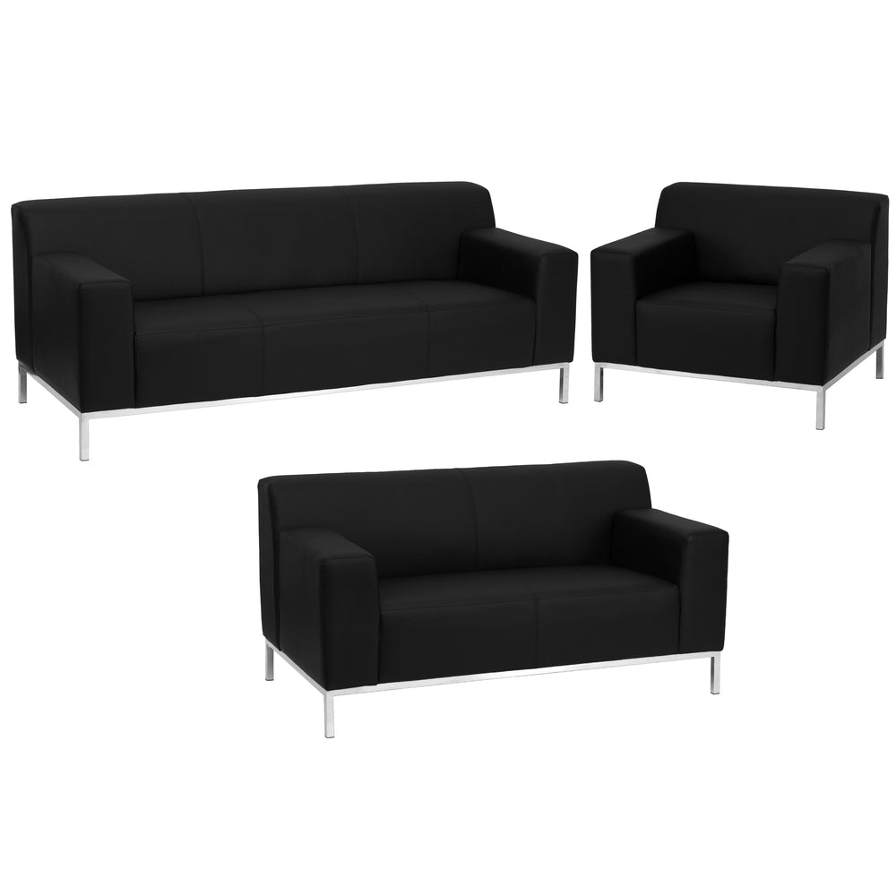 Image of Flash Furniture HERCULES Definity Series Reception Set - Black LeatherSoft