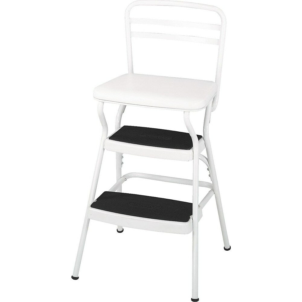 Image of Cosco White Retro Counter Chair / Step Stool with Lift-up Seat, Bright White (11130WHTE)