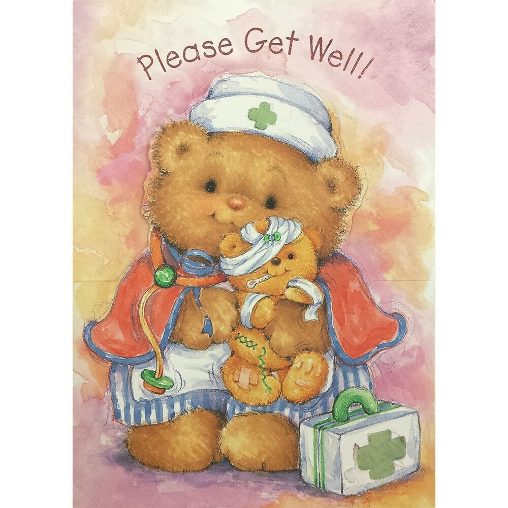 Image of Rosedale 5" x 7" Juvenile Get Well Greeting Cards And Envelopes, 12 Pack (17251)