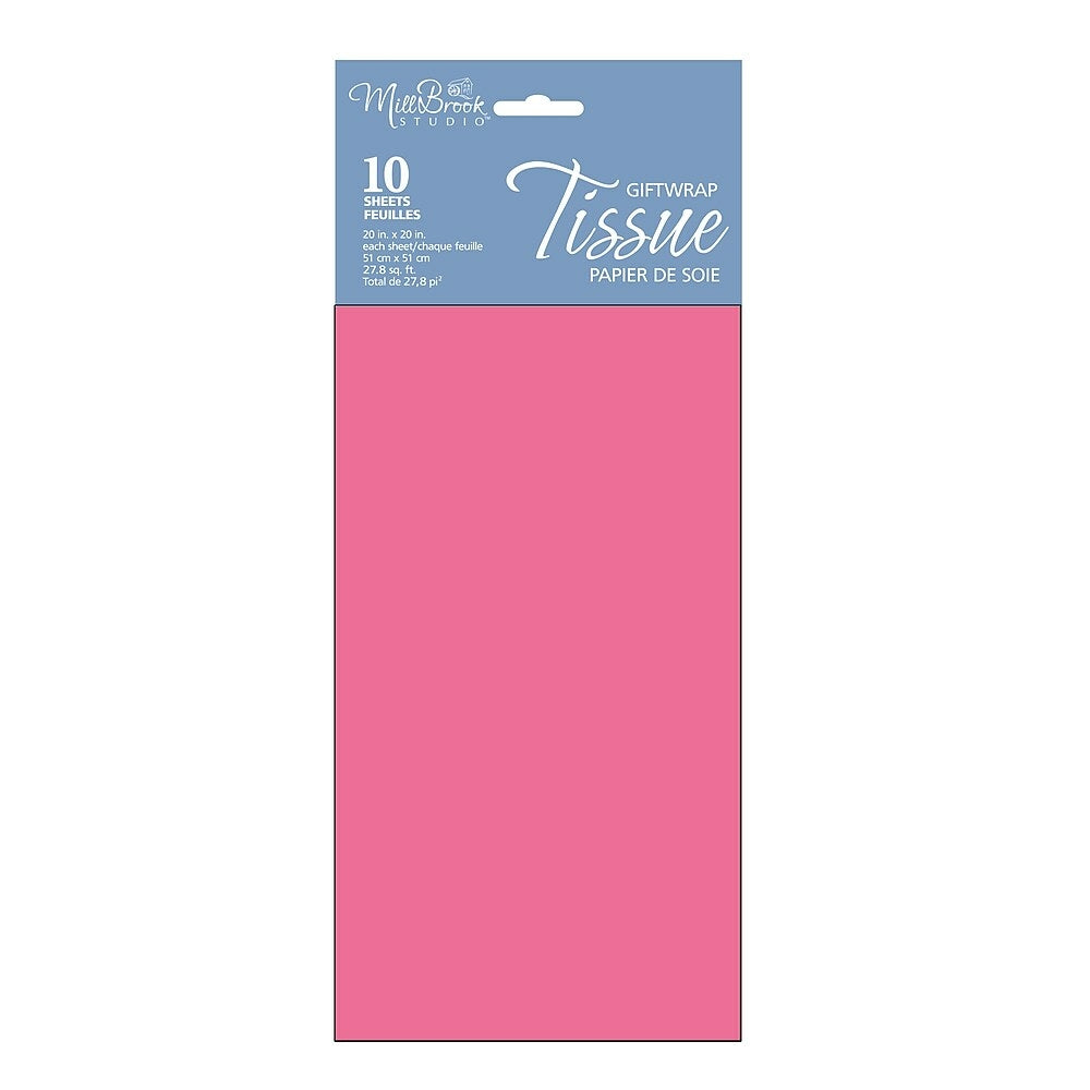 Image of Millbrook Studios Tissue, Raspberry, 10 Pack (93008), Pink