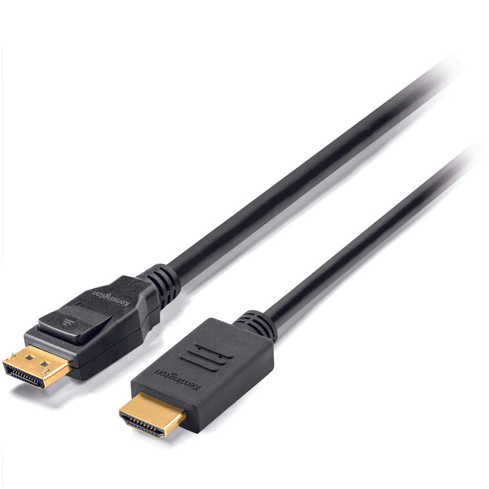 Image of Kensington 6ft DisplayPort 1.2 (M) to HDMI (M) Passive Unidirectional Cable, Black