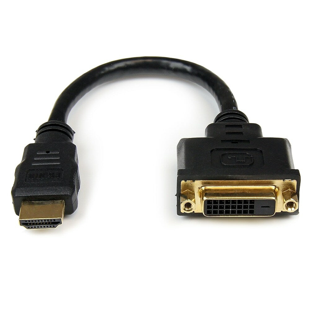 Image of StarTech HDMI to DVI, D Video Cable Adapter, HDMI Male to DVI Female, 8", Black