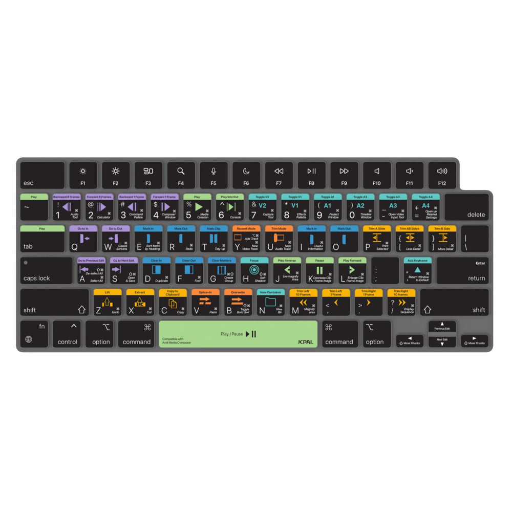 Image of JCPal VerSkin Avid Media Composer Shortcuts Keyboard Protector for MacBook Pro 14"/16"(2021/2023), MacBook Air 13"/15"(2022/2023/2024), Multicolour