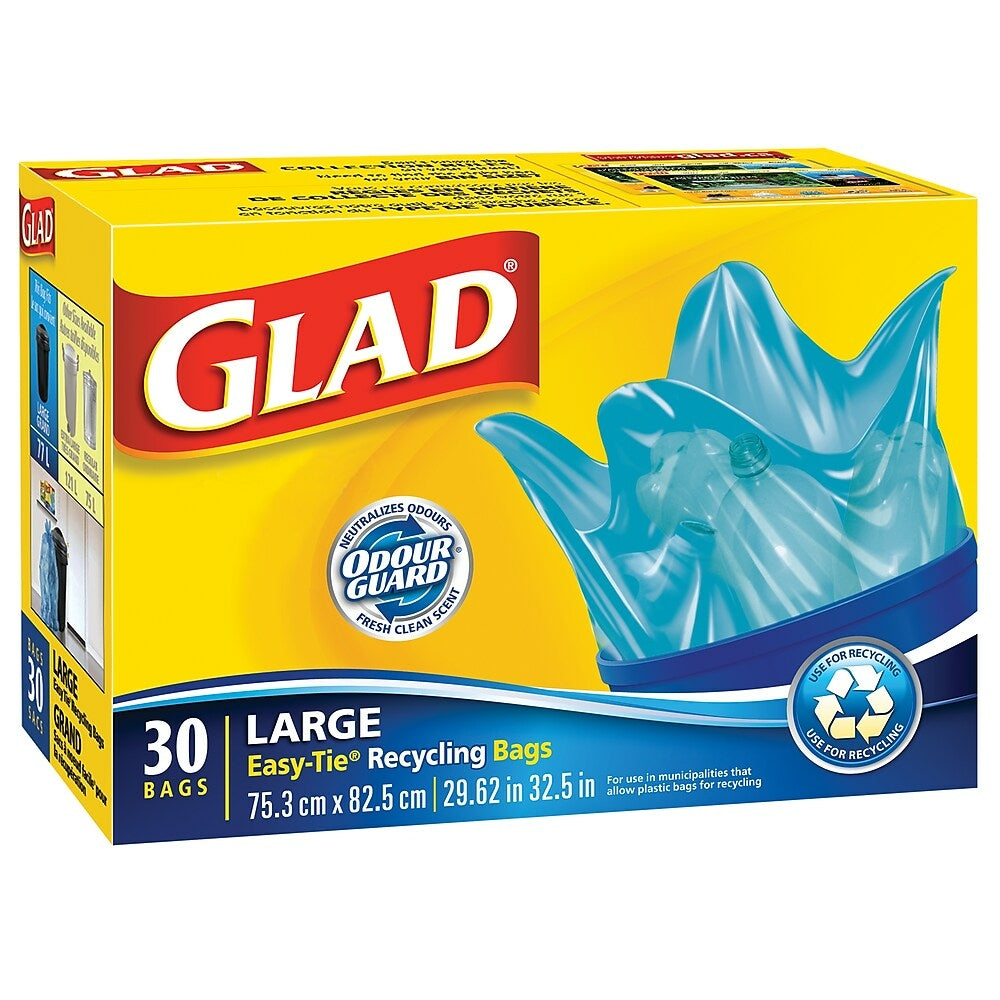 Image of Glad Blue Recycling Bags, Large, 90 L, 30 Bags Pack (CL11578), 30 Pack