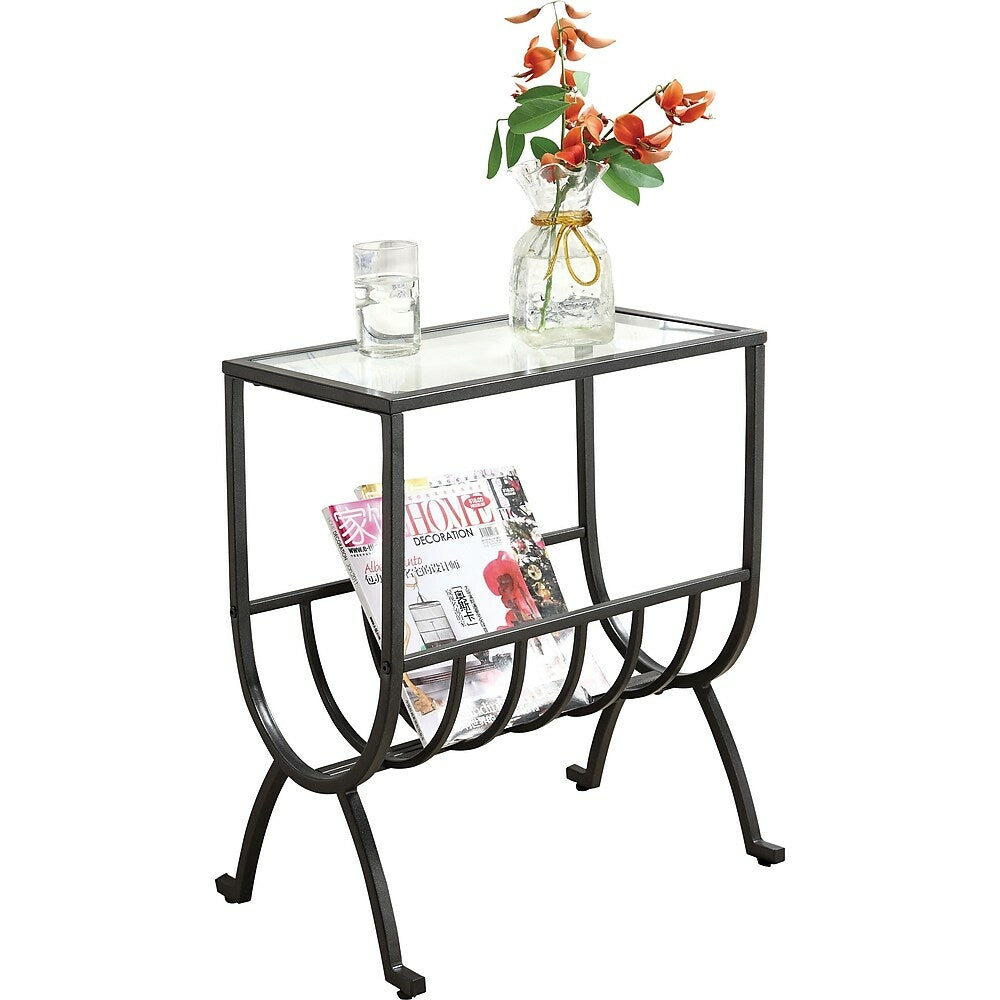 Image of Monarch Specialties - 3308 Accent Table - Side - End - Magazine - Nightstand - Narrow - Living Room - Bedroom - Metal - Black, Brown