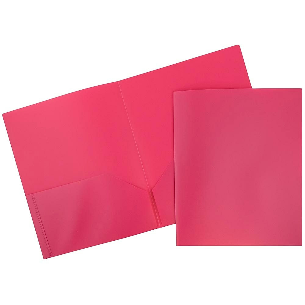 Image of JAM Paper Plastic 2-Pocket POP Folders, Pink, 96 Pack