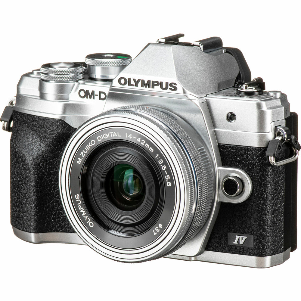 Image of Olympus OM-D E-M10 Mark IV with M.Zuiko Digital ED 14-42mm F3.5-5.6 EZ Lens Kit - Silver Body/Silver Lens