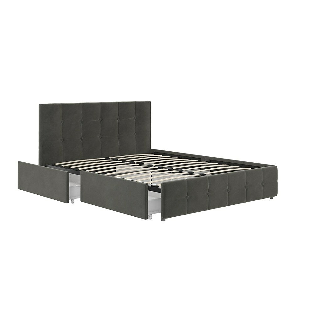 Image of DHP Rose Upholstered Bed with Storage - Grey Velvet - Full