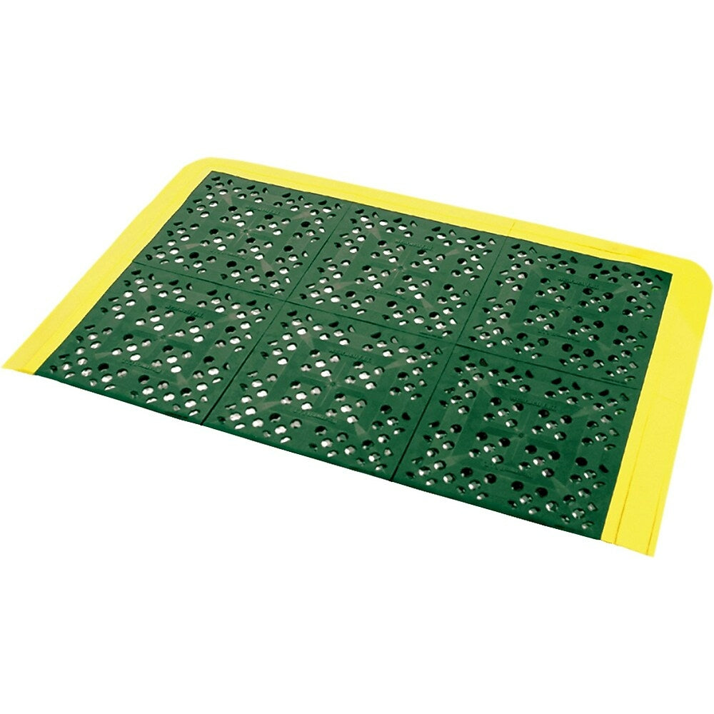 Image of Wearwell F.I.T. Kits No. 546 Emergency Shower Station Mats, 27" x 42", Green with Yellow Border