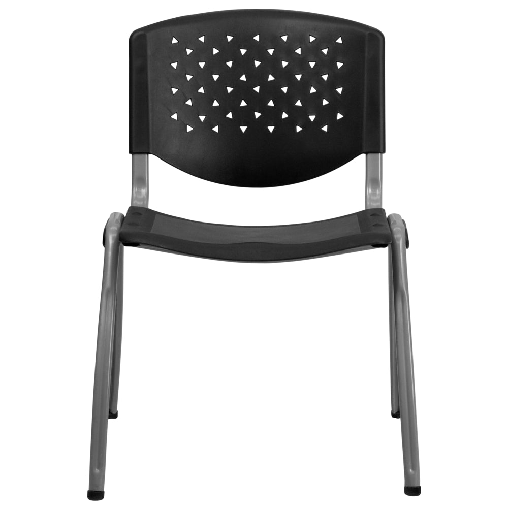 Image of Flash Furniture HERCULES Series 880 lb. Capacity Black Plastic Stack Chair with Titanium Frame