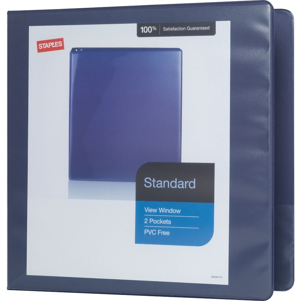 Image of Staples Standard View Binder with D-Rings - 2" - Blue