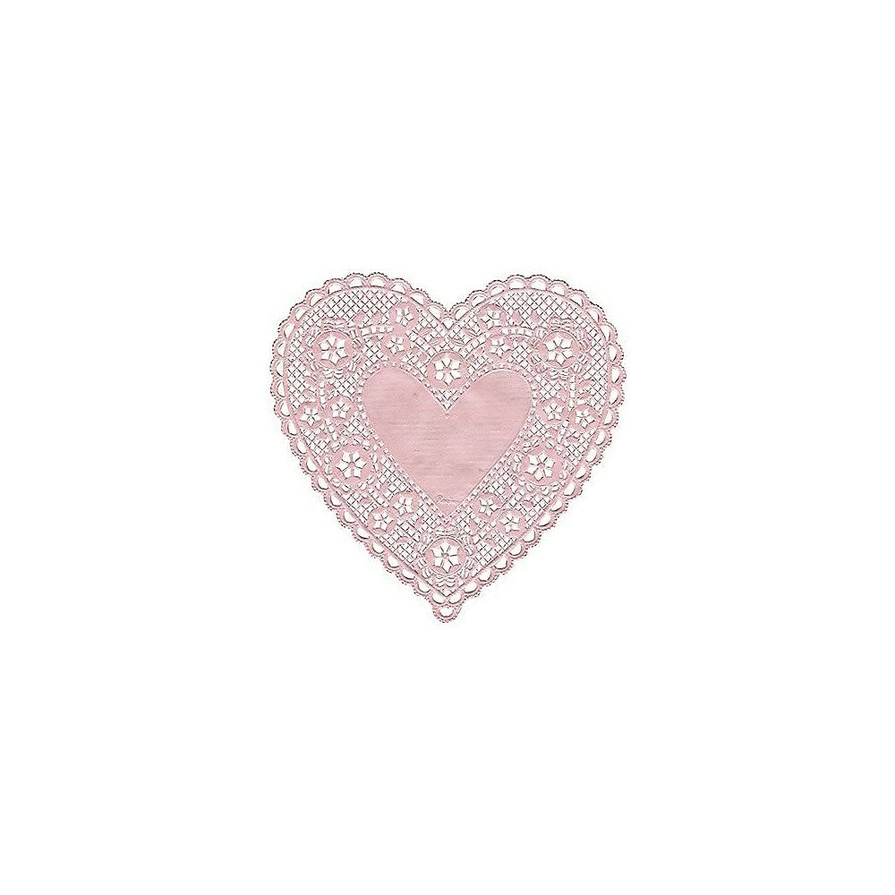Image of Hygloss Heart Paper Lace Doilies, 4", Pink, 400 Pack (HYG91045)