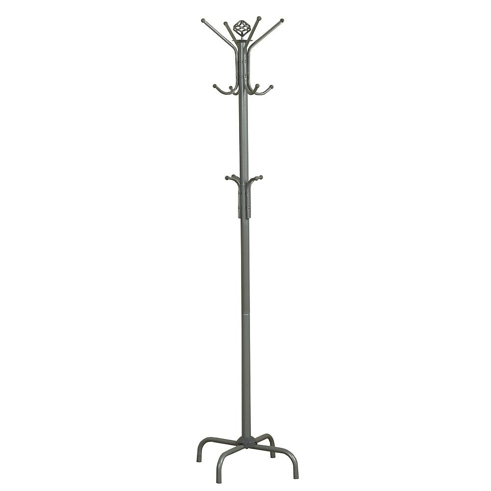 Image of Monarch Specialties - 2007 Coat Rack - Hall Tree - Free Standing - 12 Hooks - Entryway - 70"H - Bedroom - Metal - Grey, Yellow