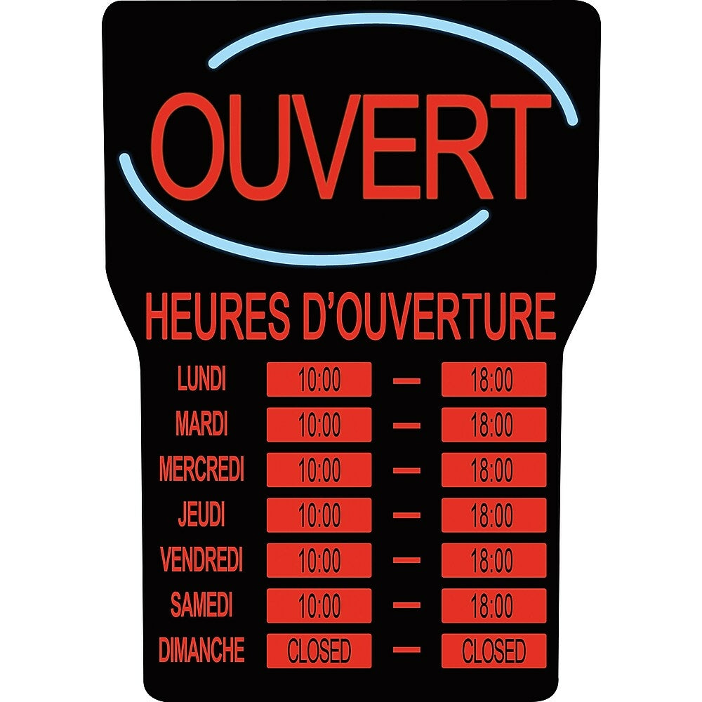 Image of Royal Sovereign LED Open Sign with Business Hours, French (RSB1342F)