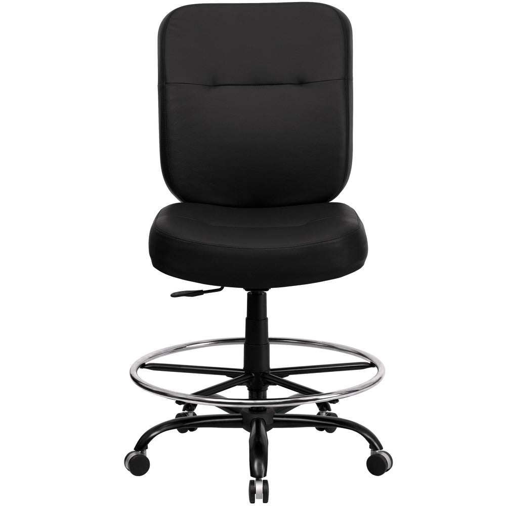 Image of Flash Furniture HERCULES Series Big & Tall Black Leather Drafting Chair