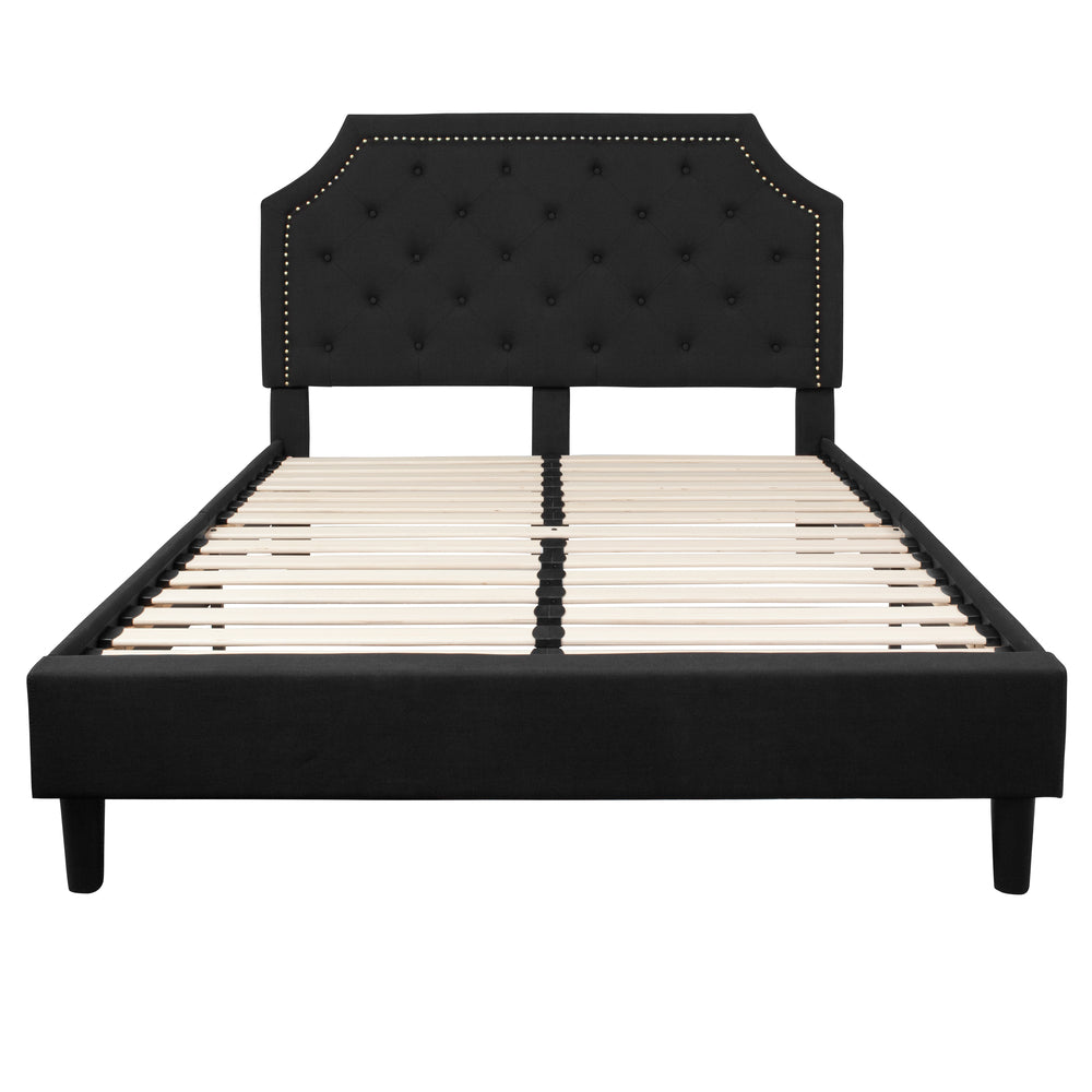 Image of Flash Furniture Brighton Queen Size Tufted Upholstered Platform Bed - Black Fabric