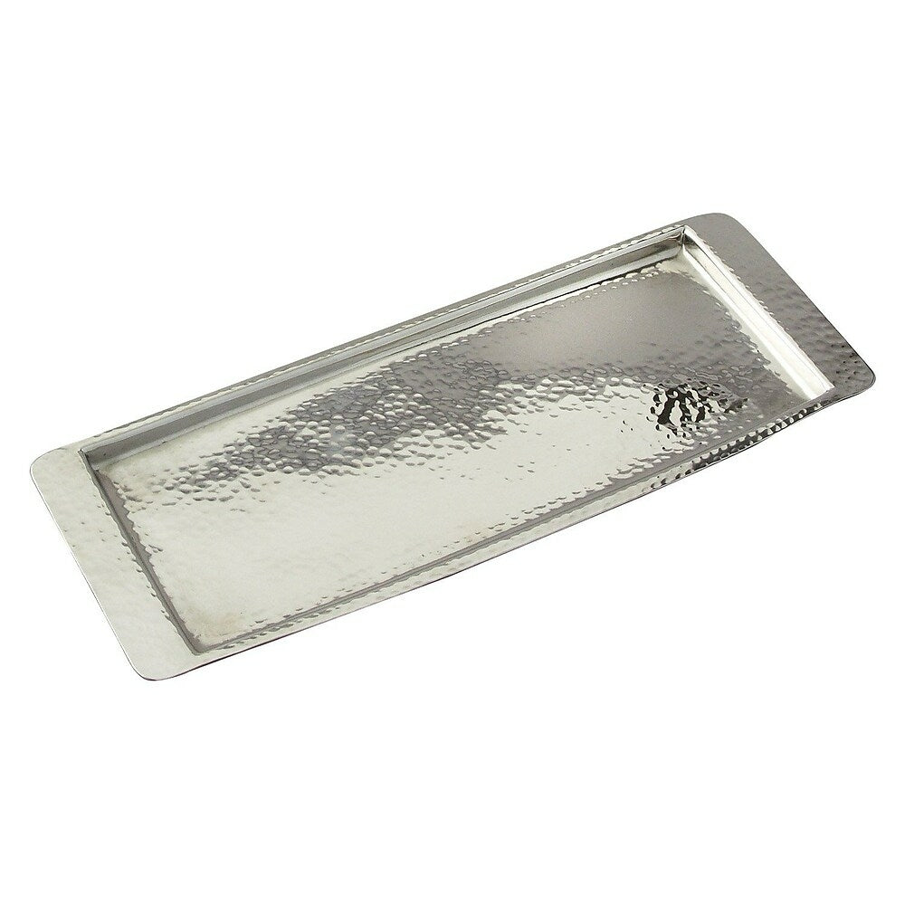 Image of Elegance Stainless Steel Hammered Rectangular Tray, 13.75"L x 4.5" W
