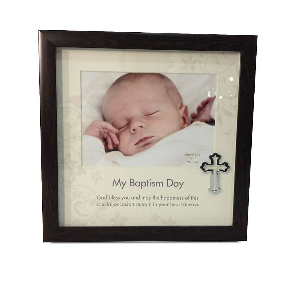Image of Elegance My Baptism Day Frame 7" x 5" with Cross Icon, Black