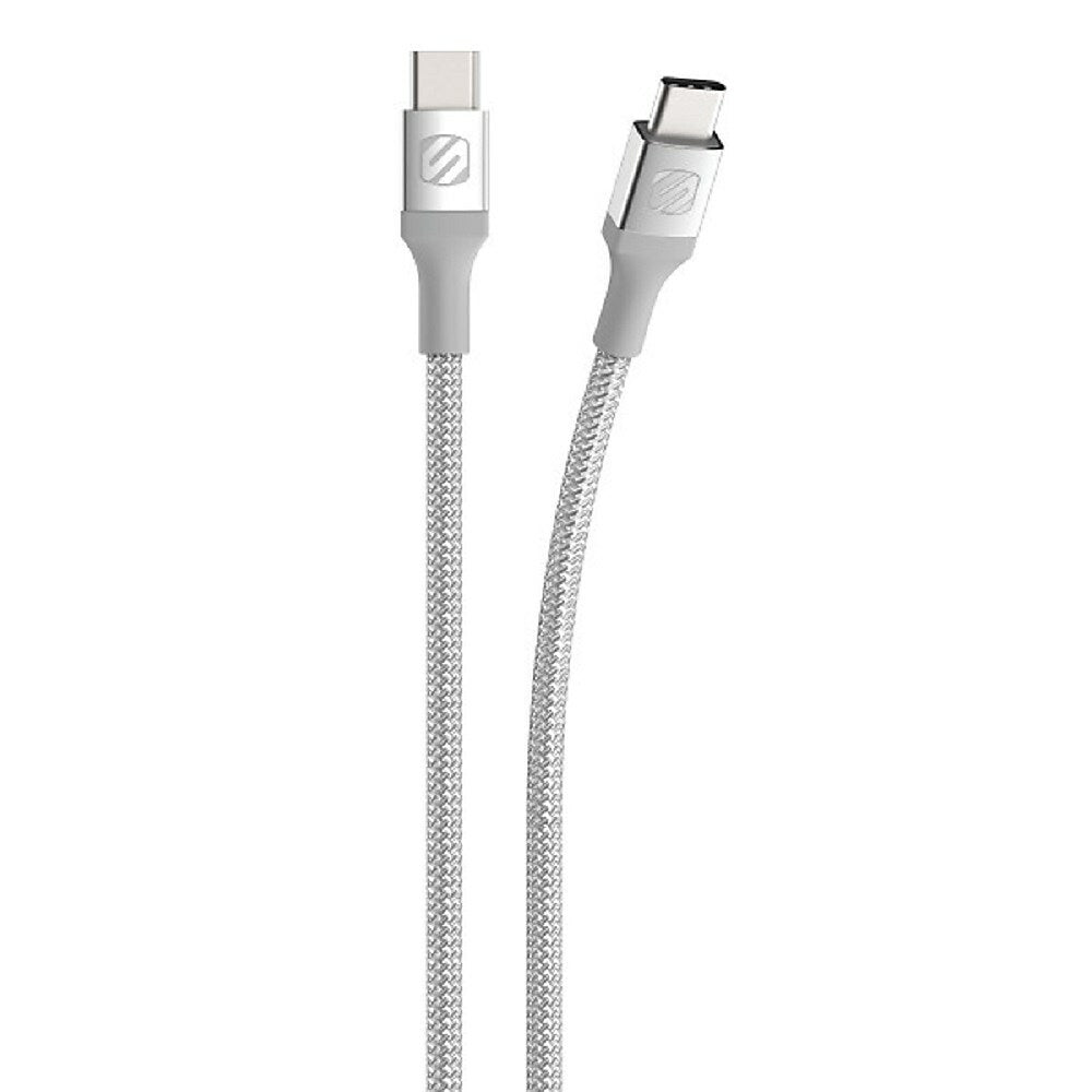 Image of Scosche 10Ft Braided Dual USB-C Premium Braided Cable, Silver, Black