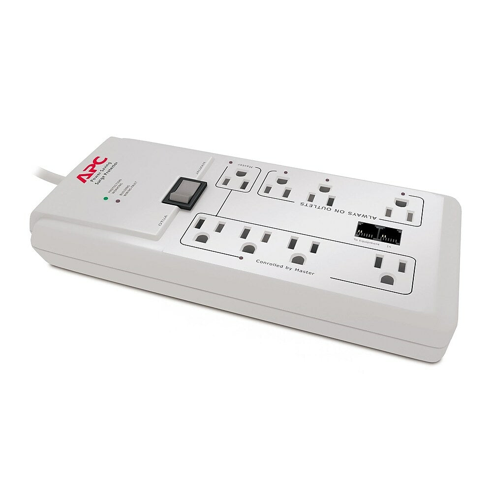 Image of APC 2030 Joules Surge Protector with Phone Protection, 8-Outlet, 6 ft (P8GT), White