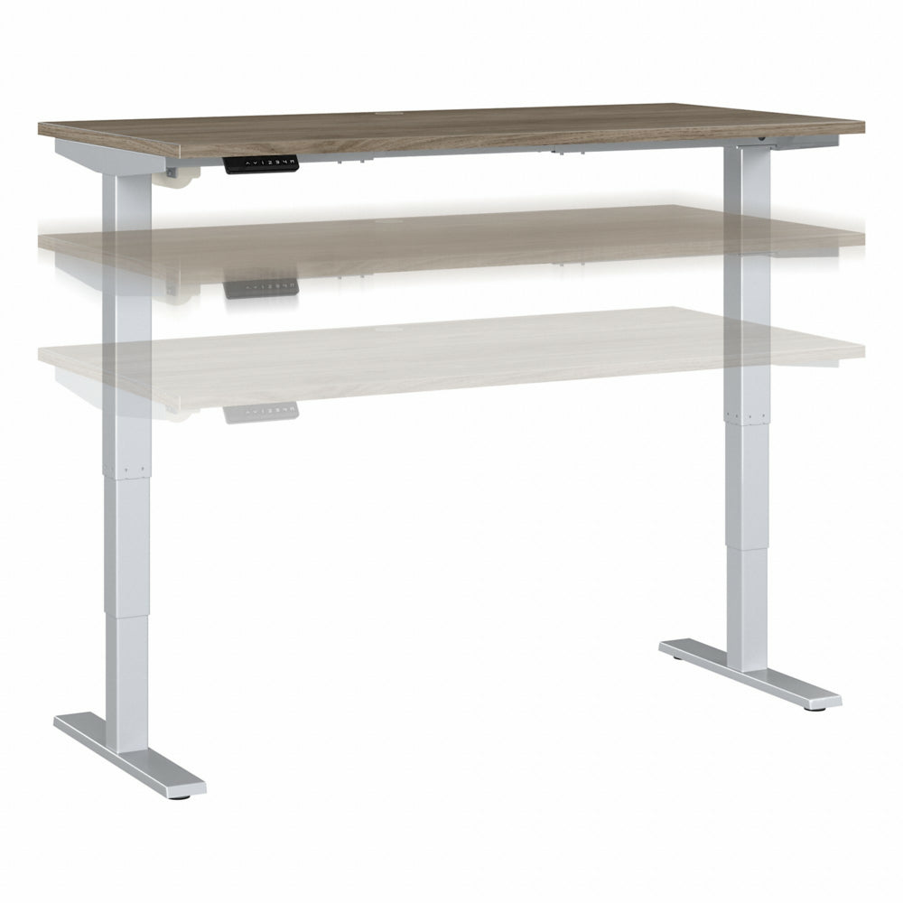 Image of Bush Business Furniture Move 40 Series 60" W x 30" D Electric Height Adjustable Standing Desk - Modern Hickory/Grey Metallic, Brown
