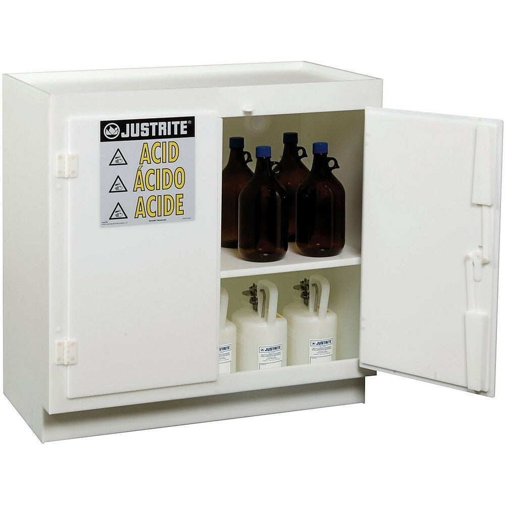 Image of Justrite Solid Polyethylene Acid Cabinets, 4" x 35 3/4", 160Lb, Standalone