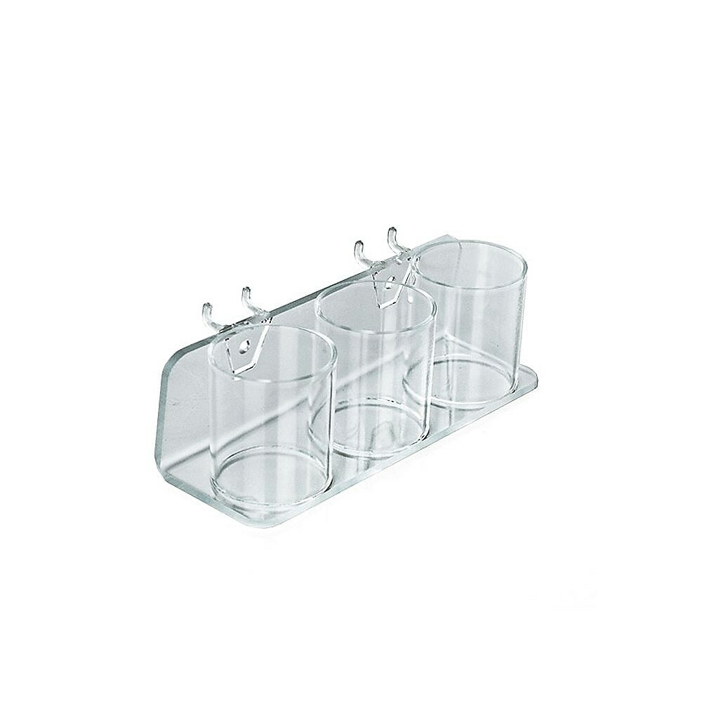 Image of Azar Displays 3 Cup for Peg/Slat Acrylic Tray, 2 Pack (225591)