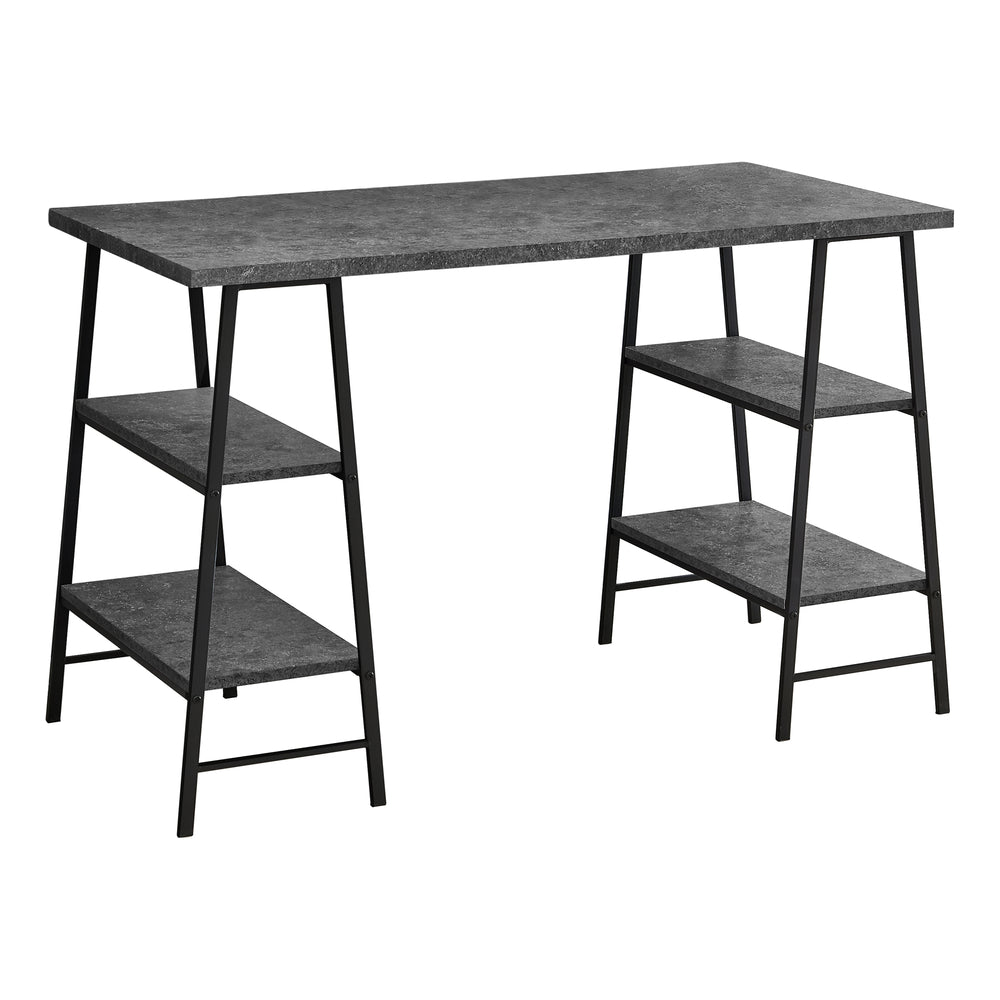 Image of Monarch Specialties - 7526 Computer Desk - Home Office - Laptop - Storage Shelves - 48"L - Metal - Laminate - Grey - Black