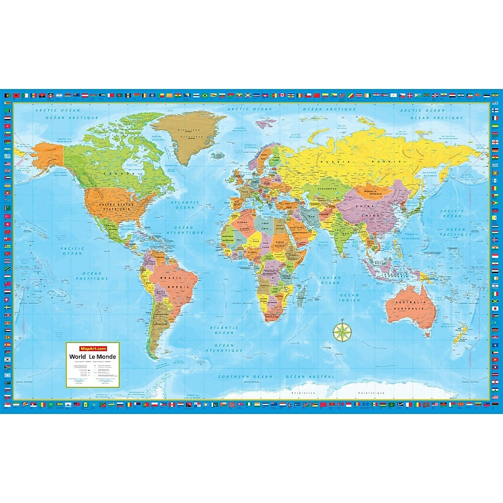 Image of MapArt World Lg Scale Wall Map