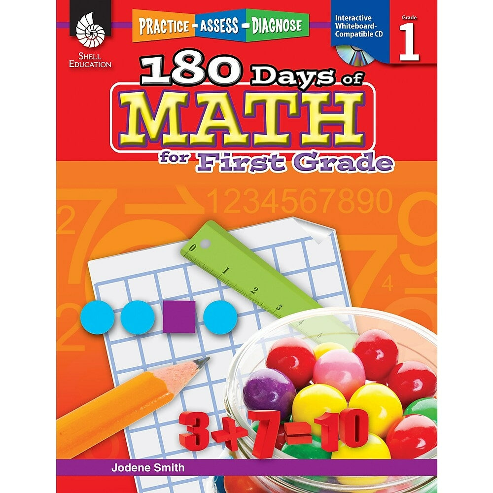 Image of Shell Education Practice, Assess, Diagnose (SEP50804) : 180 Days Of Math Book - Grade 1