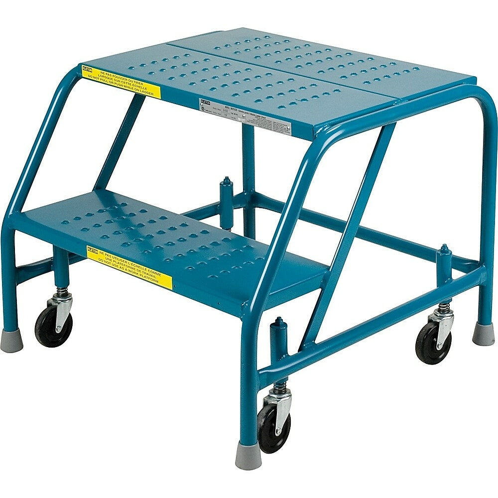 Image of Kleton Rolling Step Ladders, Without Handrails, 2 Steps, Blue