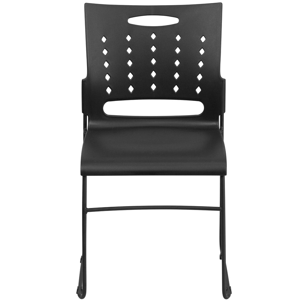 Image of Flash Furniture HERCULES Series Black Sled Base Stack Chair with Air-Vent Back