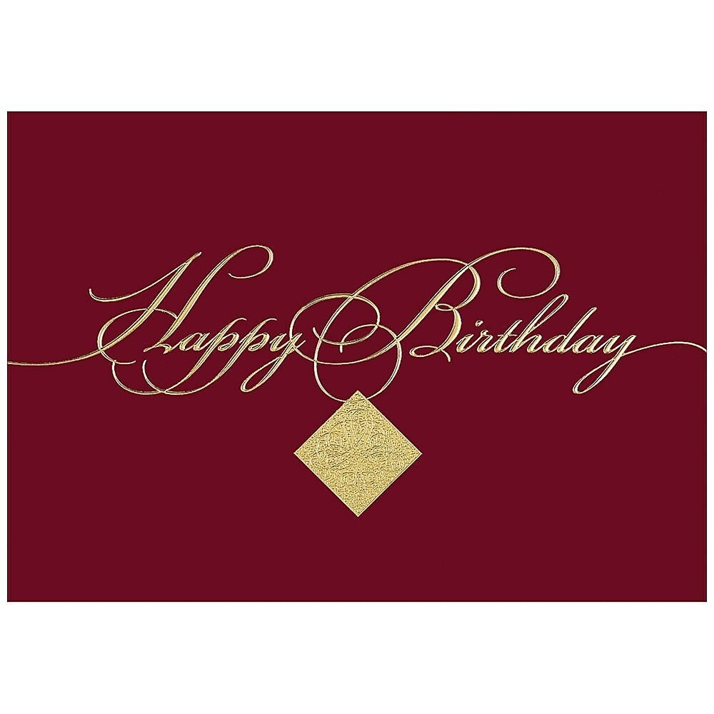 Image of JAM Paper Blank Birthday Cards Set, Burgundy Birthday, 25/Pack (526XA5271WB), Red