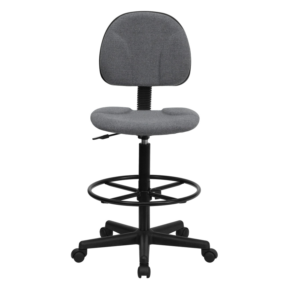 Image of Flash Furniture Grey Fabric Drafting Chair (Cylinders: 22.5"-27"H or 26"-30.5"H) - Grey Fabric