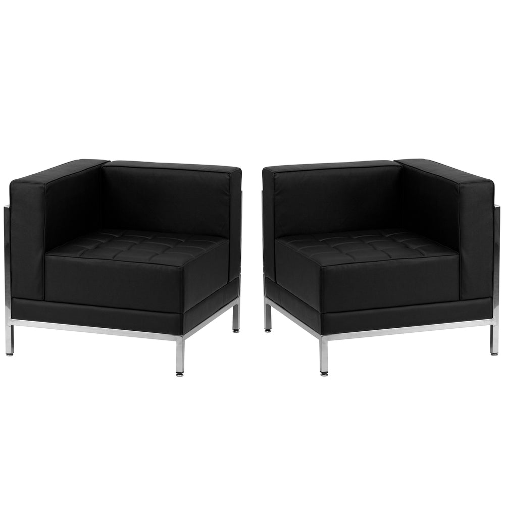 Image of Flash Furniture HERCULES Imagination Series Black LeatherSoft 2 Piece Corner Chair Set