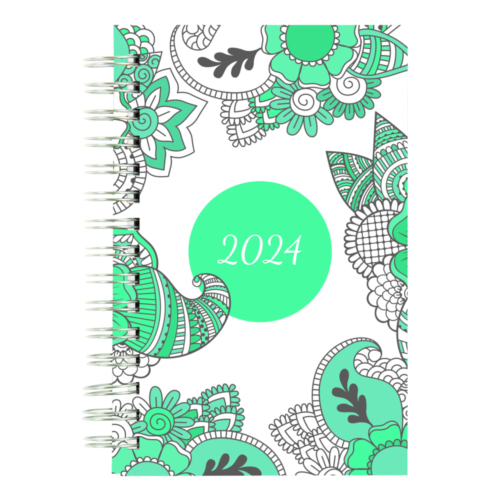 Image of Blueline 2024 DoodlePlan Weekly/Monthly Colouring Planner - 8" H x 5" W - Botanica Design - Bilingual, Multicolour