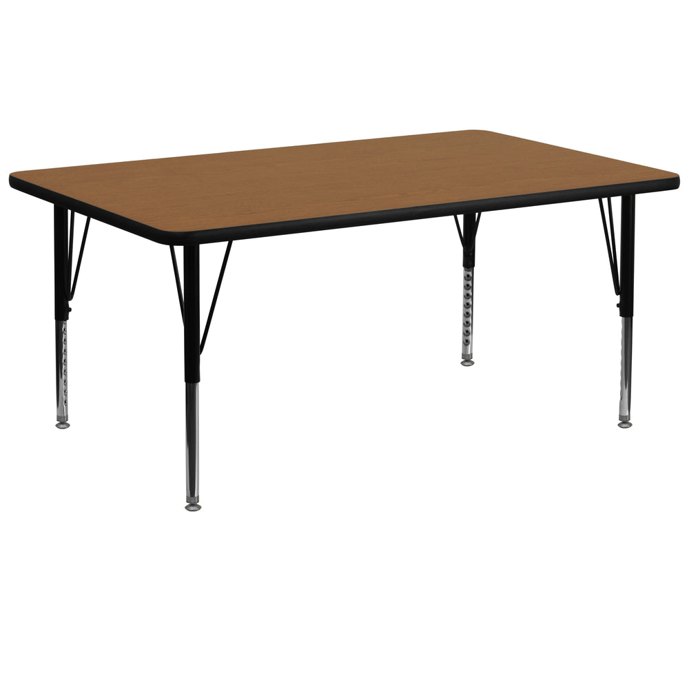 Image of Flash Furniture 30"W x 72"L Rectangular Oak Thermal Laminate Activity Table - Height Adjustable Short Legs
