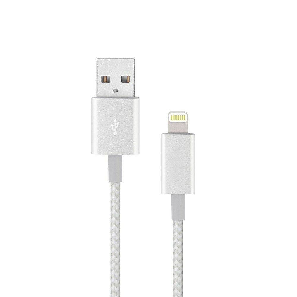 Image of Exian Lightning USB Cable Nylon Braided, 1m, Silver, Grey